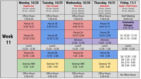 Week 11 Schedule