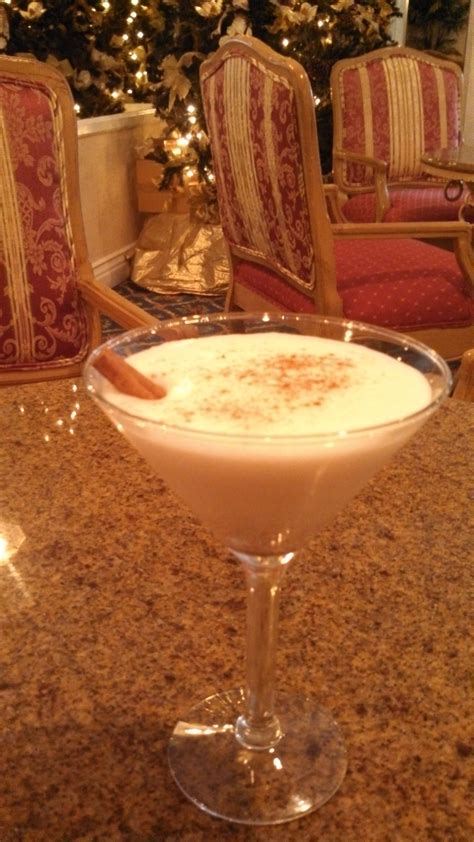 Eggnog Martini: Christian Brothers Brandy, Butterscotch liqueur, half 'n' half, and a sprinkle ...