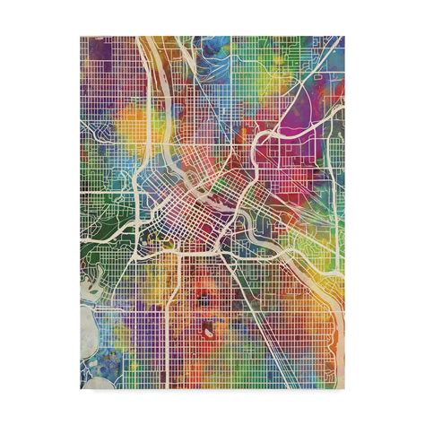 Trademark Fine Art 'Minneapolis Minnesota City Map' Canvas Art by Michael Tompsett - Walmart.com