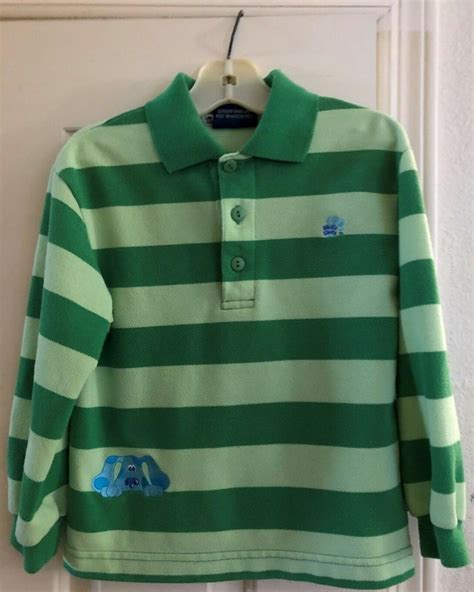 1999 Vintage BLUE'S CLUES Steve Shirt Long Sleeved Green Stripes Boys 5 | #2013813387