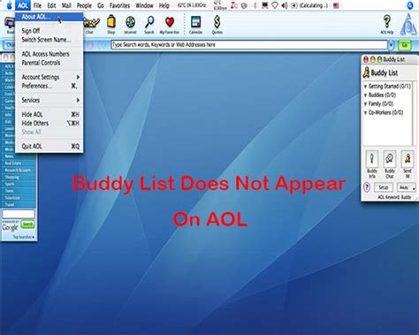 Buddy List does not appear at sign on - AOL software for Apple