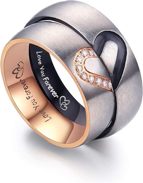 Amazon.com: LAVUMO Matching Promise Rings for Couples Love You Forever ...