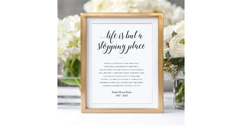 Life Is But A Stopping Place Memorial Poem Poster | Zazzle