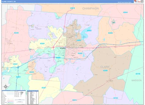 Clark County, OH Wall Map Color Cast Style by MarketMAPS - MapSales