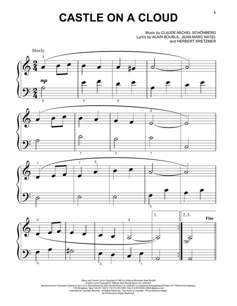 Castle On A Cloud sheet music by Boublil and Schonberg (Piano (Big ...