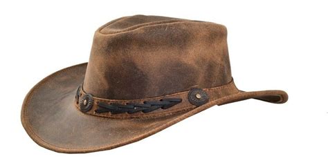 Men's Brown Genuine Leather Cowboy Western Hat | eBay