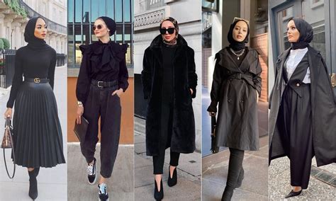 18 Stylish Total Black Look Outfits - Hijab Fashion Inspiration