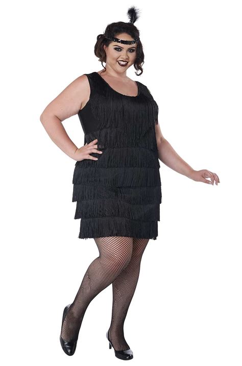 Plus Size Fashion Flapper Costume (Black) - PureCostumes.com