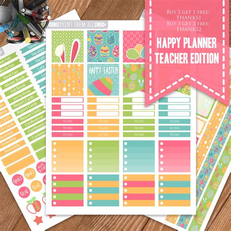 Teacher Planner Stickers Happy Planner Teacher Edition | Etsy