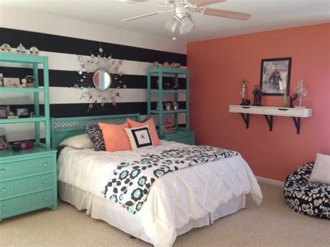 Girl's Teal & Coral Bedroom