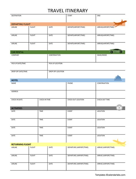 Travel Itinerary Template Excel Free - Infoupdate.org