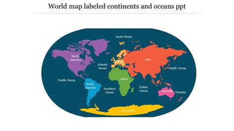 World Map Labeled Continents And Oceans PPT Template World Map Continents, Continents And Oceans ...