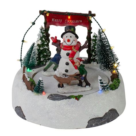 8" LED Lighted & Animated Christmas Village with Snowman | Christmas