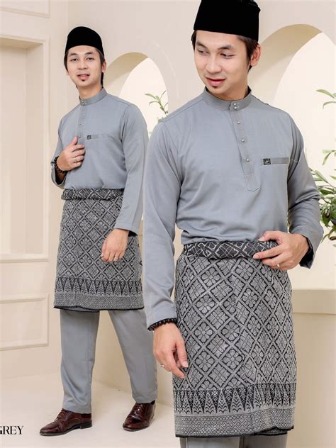 Baju Melayu Warna Grey Set Ayah Dan Anak • Cutting Moden Regular Fit ...