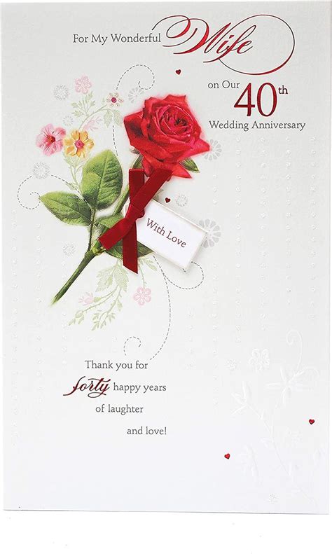 Wife Traditional 40th Wedding Anniversary Card - Ruby | Wedding anniversary cards, 40th wedding ...