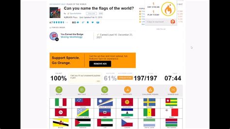 Sporcle Flags of the World Quiz - 10th Completion - YouTube