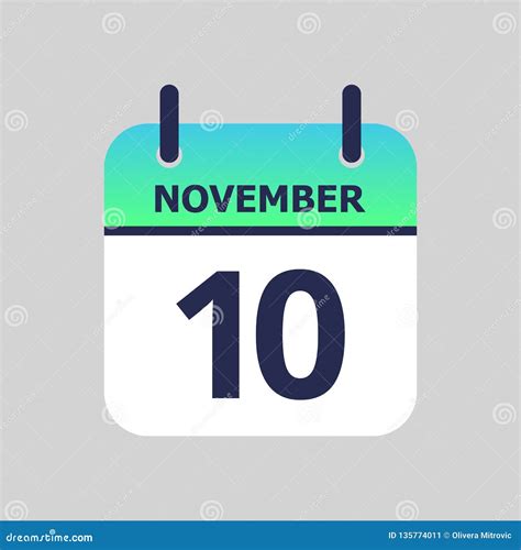 Calendar 10th of November stock vector. Illustration of lifestyle ...