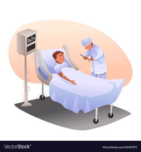 Man in coma and doctor in hospital ward cartoon Vector Image