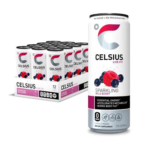 Buy CELSIUS Essential Energy Drink, Sparkling Wild Berry, 12 Fl Oz ...