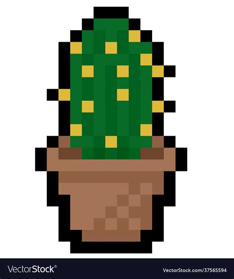 Pixel mini cactus - isolated Royalty Free Vector Image