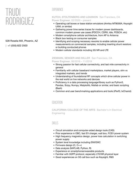 Power Engineer Resume Samples | Velvet Jobs