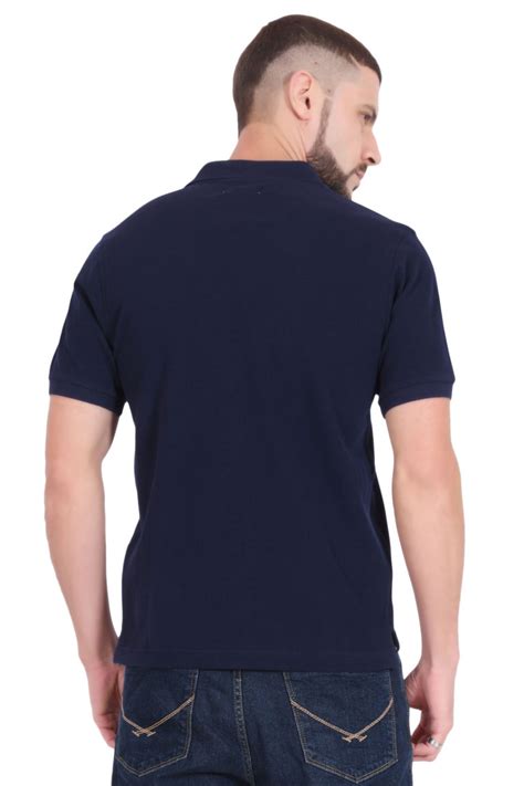 Plain Cotton Navy Blue Polo T shirt for Men – BlueAura Apparels