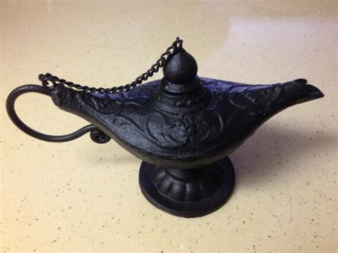 Vintage Genie Bottle Magic Lamp Black Cast Iron Candle Holder