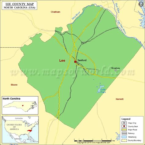 Lee County Map, North Carolina