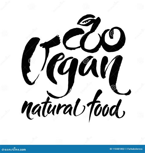 Vegan Natural Food. Handwritten Lettering for Restaurant, Cafe Menu, Labels, Logos, Badges ...