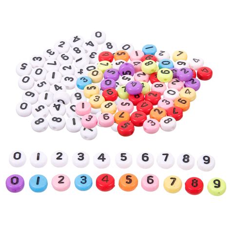 HOMEMAXS 200Pcs Number Beads Acrylic Loose Beads DIY Number Beads ...