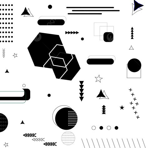 Memphis Abstract Geometric Vector Art PNG, Memphis Geometric Black And White Elegant Design ...