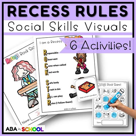 Recess Rules and Behavior Social Skills Visuals | Playground Expectations - ABA in School