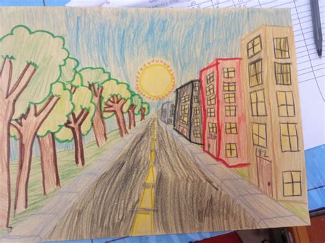 MC School Art: 5th Grade one point perspective drawing