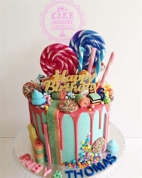 Candy land drip cake! With loads of goodies Pretty Cakes, Cute Cakes ...