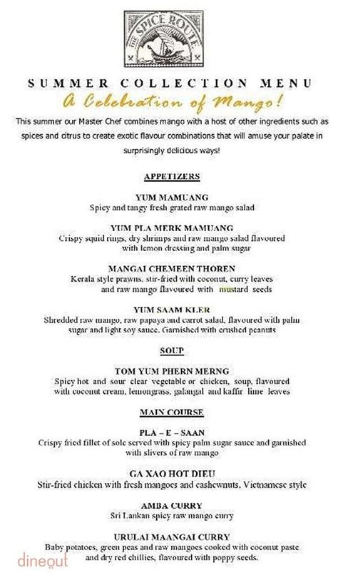 Menu of The Spice Route - The Imperial, Connaught Place, Delhi | Dineout discovery