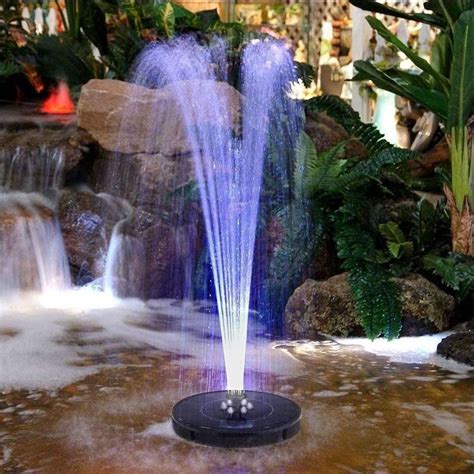 Solar Power Fountain with LED Lights, Upgraded 3W Solar BirdBath Fountain with 1500mAh Battery ...