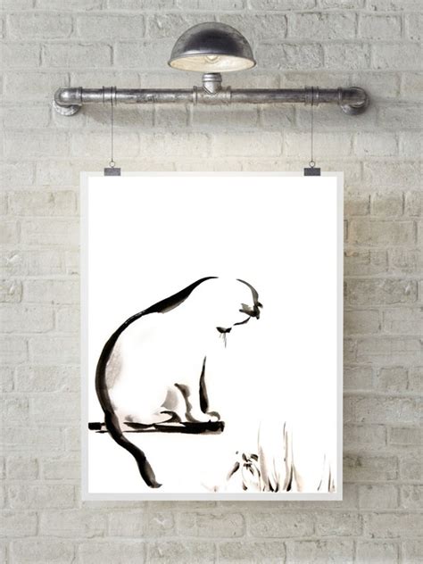 Items similar to Cat Print, Minimalist Cat Painting, Watercolor ...