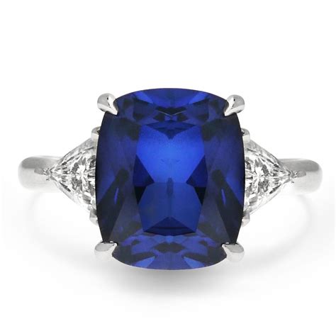 4 Carat Blue Sapphire Engagement Ring with Trillion Diamonds – Unique Engagement Rings NYC ...