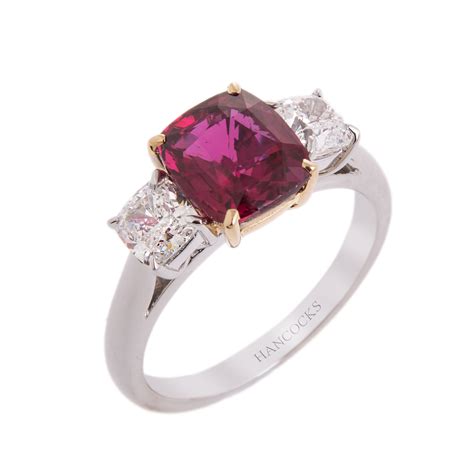 Cushion Cut Ruby and Diamond 3- Stone Ring - Hancocks Jewellers