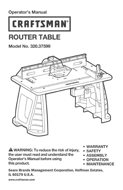 Craftsman 32037599 User Manual ROUTER TABLE Manuals And Guides 1311239L