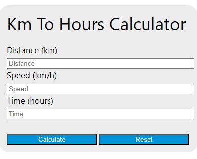 Km To Hours Calculator - Calculator Academy