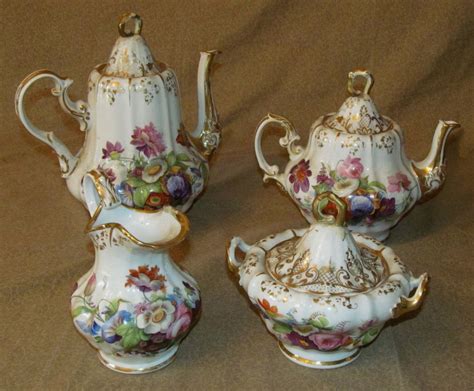 Antique Old Paris Porcelain Tea Set Hand Painted Floral Decoration ...