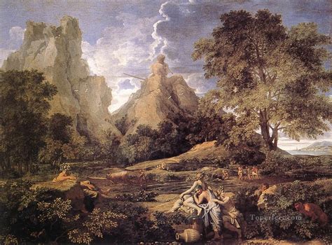 Landscape with Polyphemus classical painter Nicolas Poussin Painting in Oil for Sale