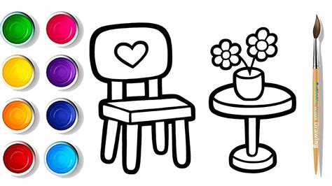 How to draw a chair and a tea table # easy step drawing and colouring ...