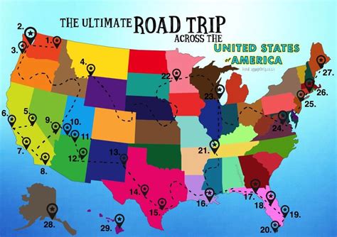 Ultimate Road Trip Map: Things To Do In The USA in 2020 | Road trip map, Road trip usa, American ...