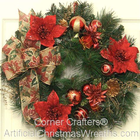 CHRISTMAS POINSETTIA ACCENT WREATH | ArtificialChristmasWreaths.com | XMAS WREATHS | DECORATIONS