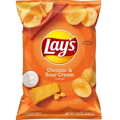 Lay's Cheddar & Sour Cream Flavored Potato Chips - 7.75oz | Lays chips flavors, Lays potato ...