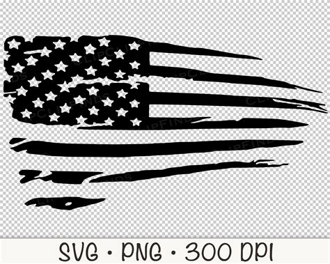 Distressed Black and White American Flag SVG Vector Cut File - Etsy