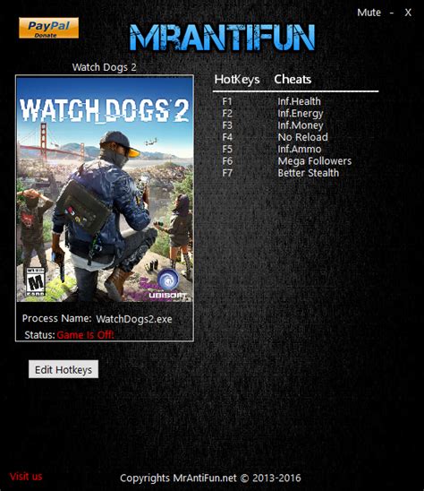 Watch Dogs 2 V1.6.135 Trainer +7 MrAntiFun file - ModDB