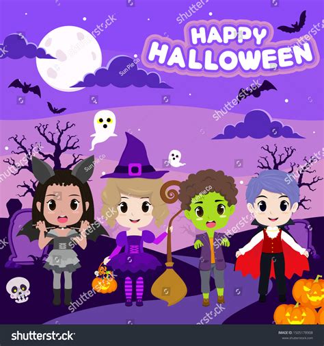 Sticker Poster Halloween Clipart Kids Halloween Stock Vector (Royalty ...